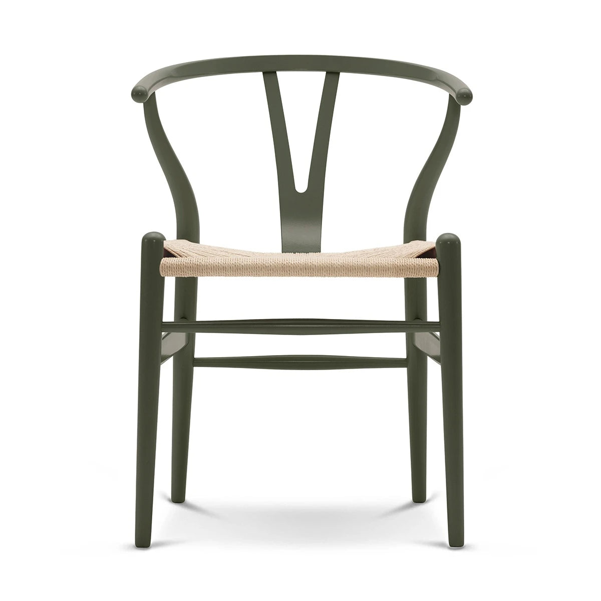 CH24 Wishbone Chair Beech Olive Green Natural Paper Cord - view 1