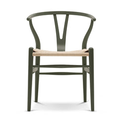 CH24 Wishbone Chair Beech Olive Green Natural Paper Cord - view 1