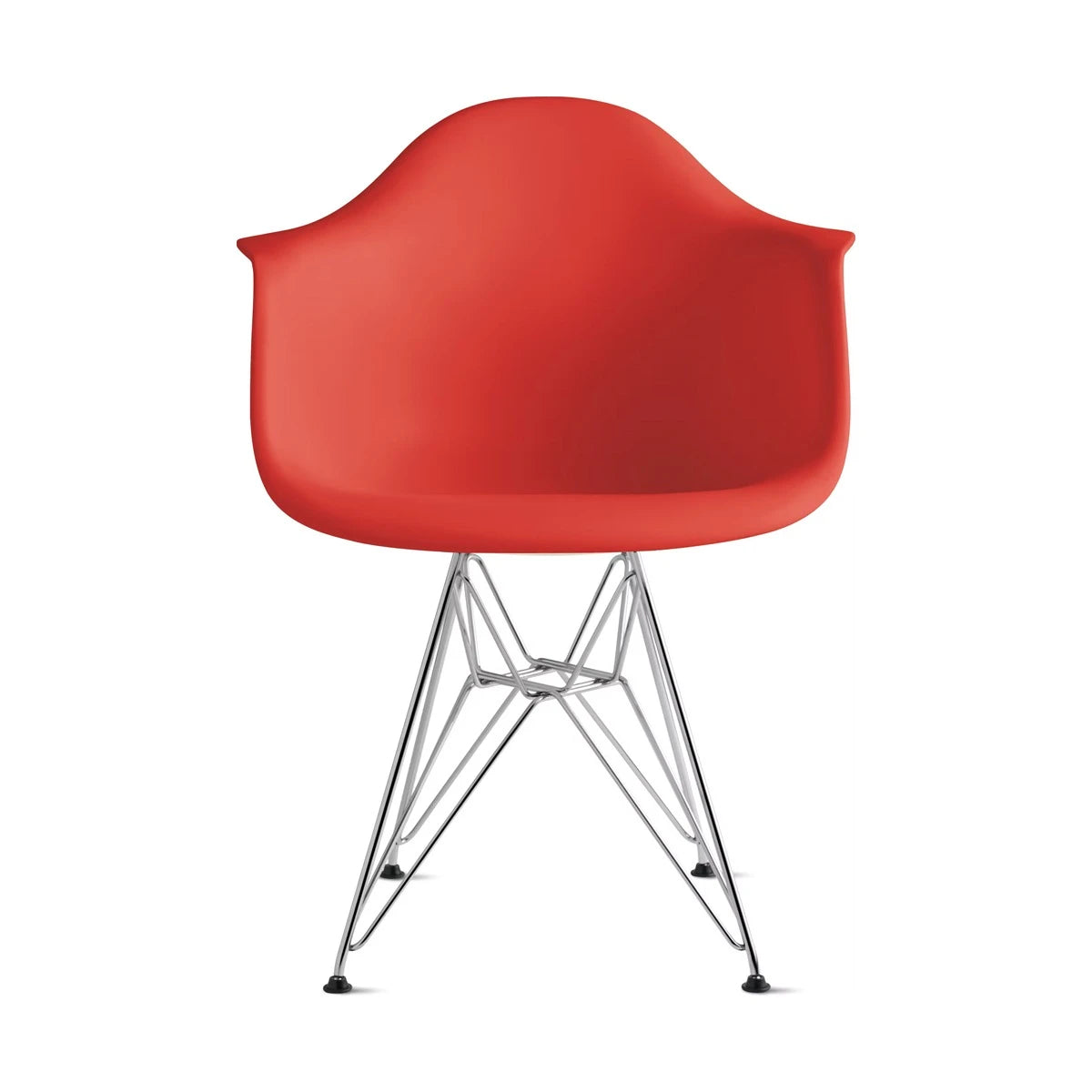 Eames Molded Plastic Armchair Red Orange-Wire Chrome Base (DAR) - view 1
