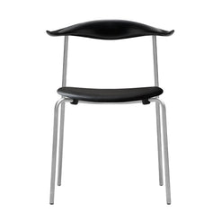 CH88P Chair Beech-Black Painted Leather Seat-Thor 301 Stainless Steel - view 1