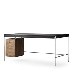 AJ52 Society Table Walnut Oil & Leather-Freja 2002 Stainless Steel - view 1