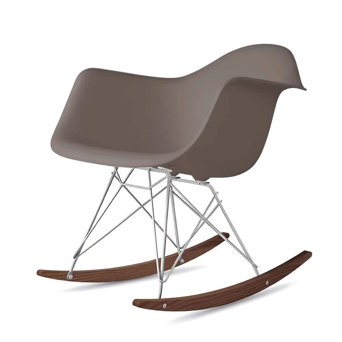 eames molded plastic armchair with chrome rocker base cocoa-chrome-walnut (RAR) - view 1