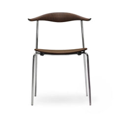 CH88T Oak Smoked Stain Lacquer Stainless Steel Dining Chair - view 1