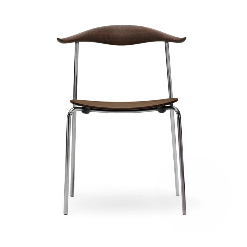 CH88T Oak Smoked Stain Lacquer Stainless Steel Dining Chair - view 1
