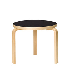 Aalto Table 90D Ø48 Black Linoleum-Birch - view 1