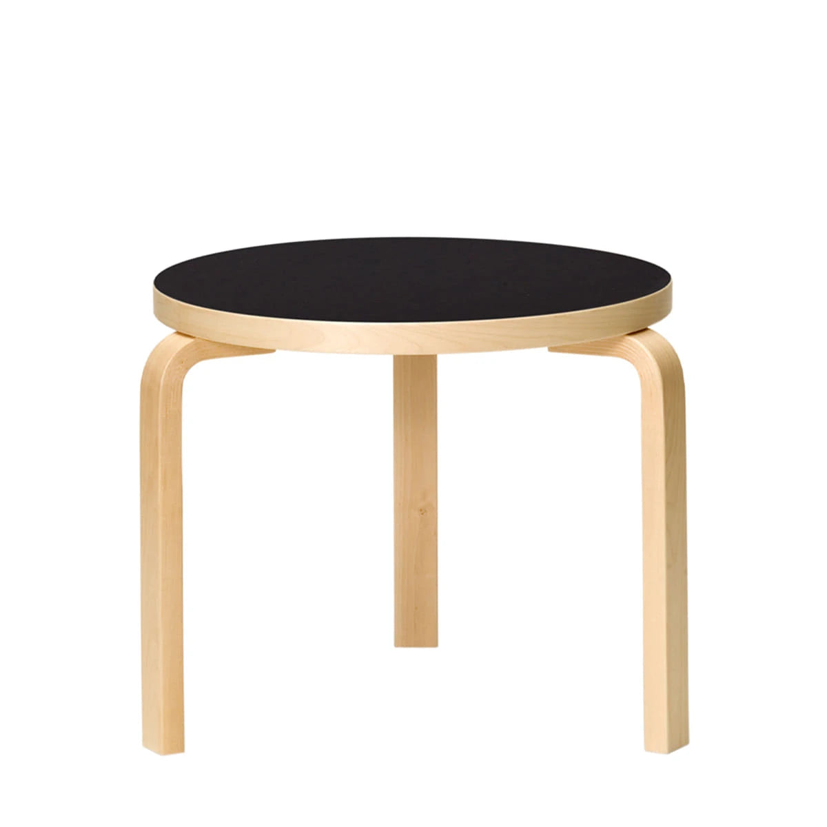 Aalto Table 90D Ø48 Black Linoleum-Birch - view 1