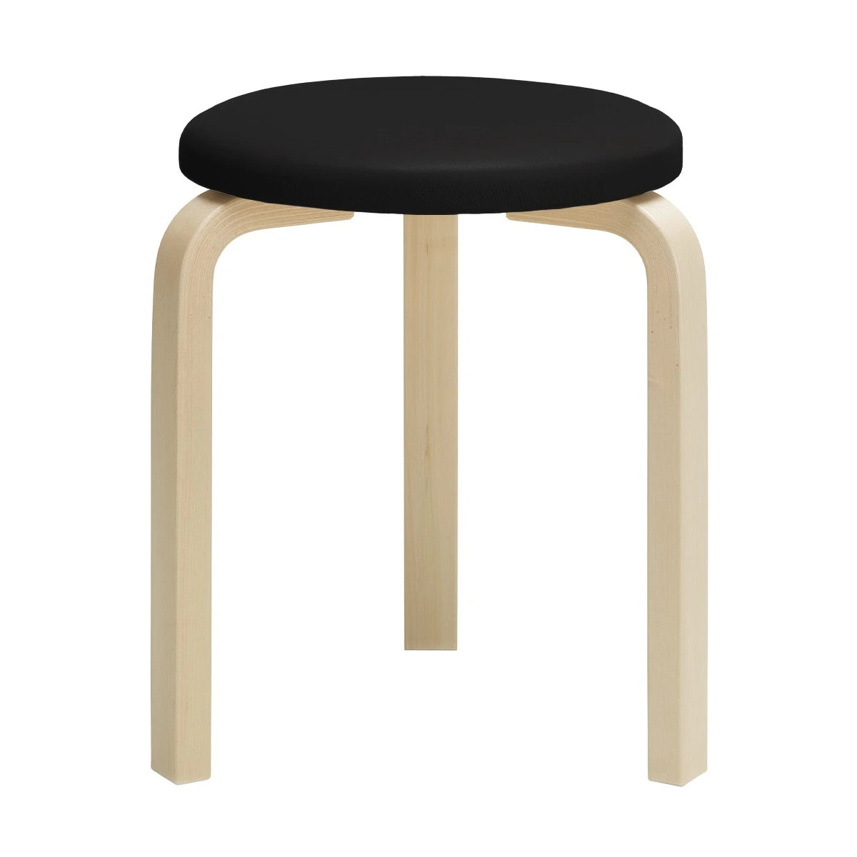 Stool 60 foam upholstery Leather black birch - view 1