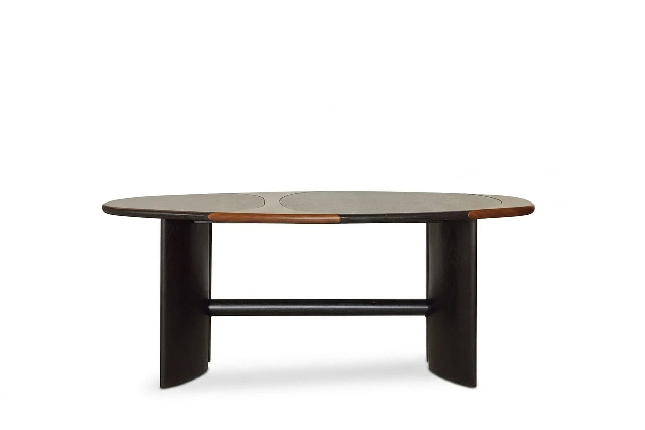 Black Stone and Wood Dining Table - view 1