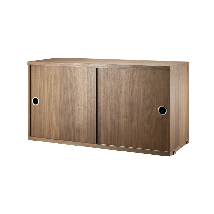 String System Cabinet Sliding Doors 78 Walnut - view 1