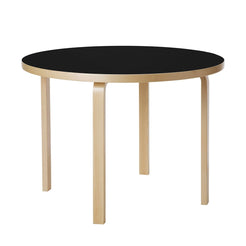 Aalto Table 90A Ø100-3Heights Black Linoleum-Birch - view 1
