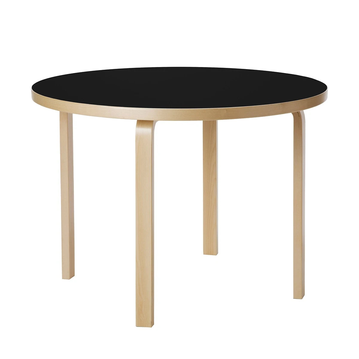 Aalto Table 90A Ø100-3Heights Black Linoleum-Birch - view 1