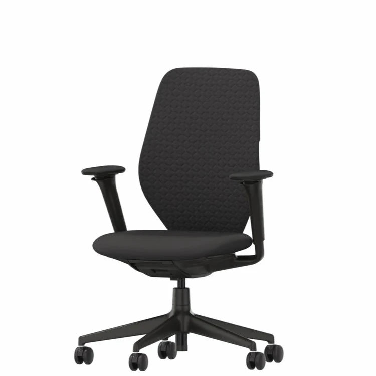 ACX Soft Grid Knit Quilt Knit Black Black Fixed Armrest Office Chair - view 1