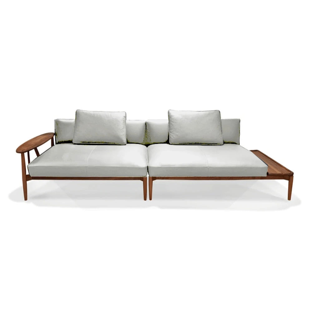 E300 Walnut Oil Armrest Grey B Table 3-Seater Sofa - view 1