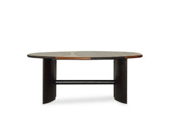 Black Stone and Wood Dining Table - view 1