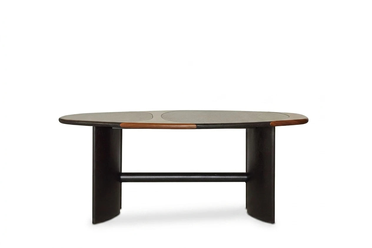 Black Stone and Wood Dining Table - view 1