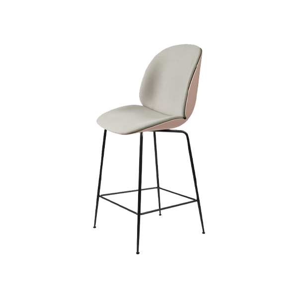 Beetle Counter Chair Front Upholstered Black Leg, Pink Shell/Waterborn0123 - view 1