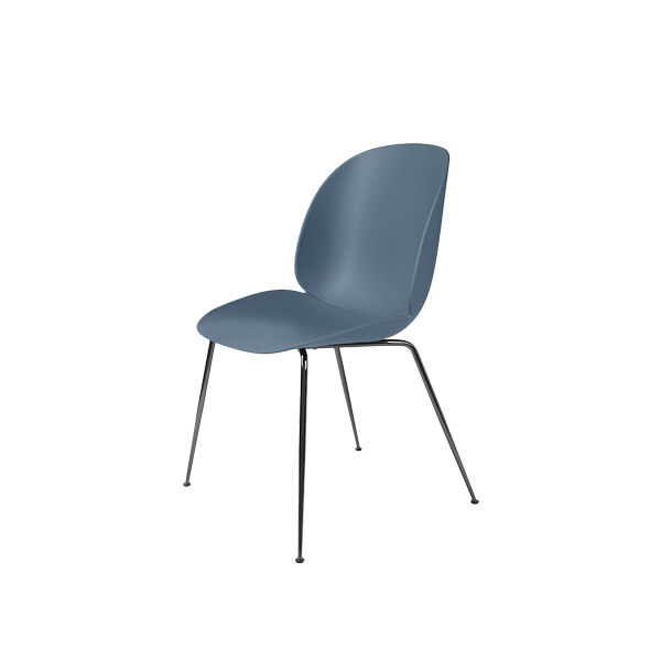 Beetle Dining Chair Black Chrome Frame / Smoke Blue - view 1