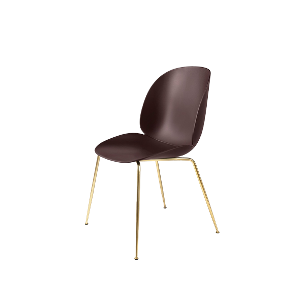 Beetle Dining Chair Brass Frame / Dark Pink - view 1