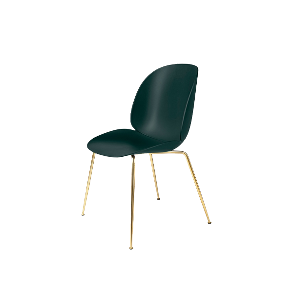 Beetle Dining Chair Brass Frame / Dark Green - view 1