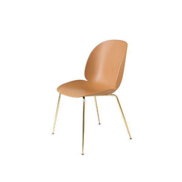 Beetle Dining Chair Brass Frame / Amber Brown - view 1