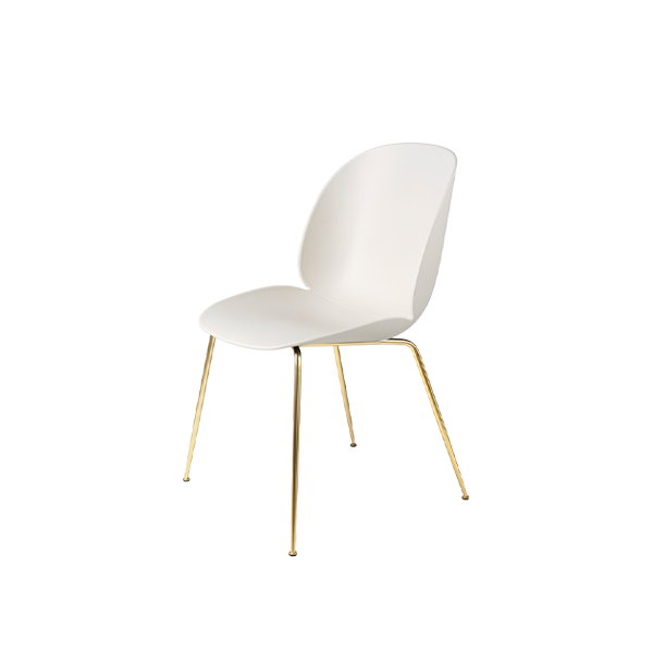 Beetle Dining Chair Brass Frame / Alabaster White - view 1