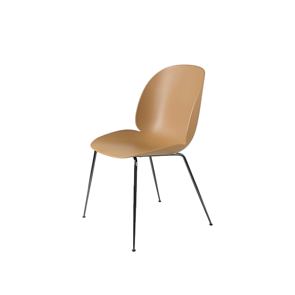 Beetle Dining Chair Black Chrome Frame / Amber Brown - view 1