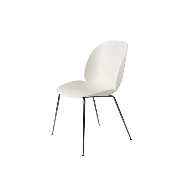 Beetle Dining Chair Black Chrome Frame / Alabaster White - view 1