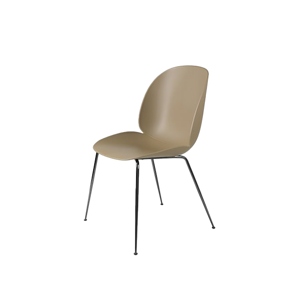 Beetle Dining Chair Black Chrome Frame / Pebble Brown - view 1