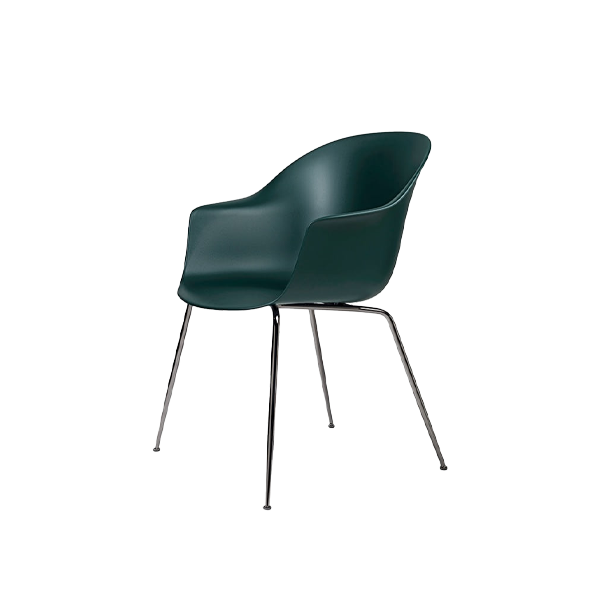 Bat Dining Chair Black chrome Frame/Dark Green - view 1