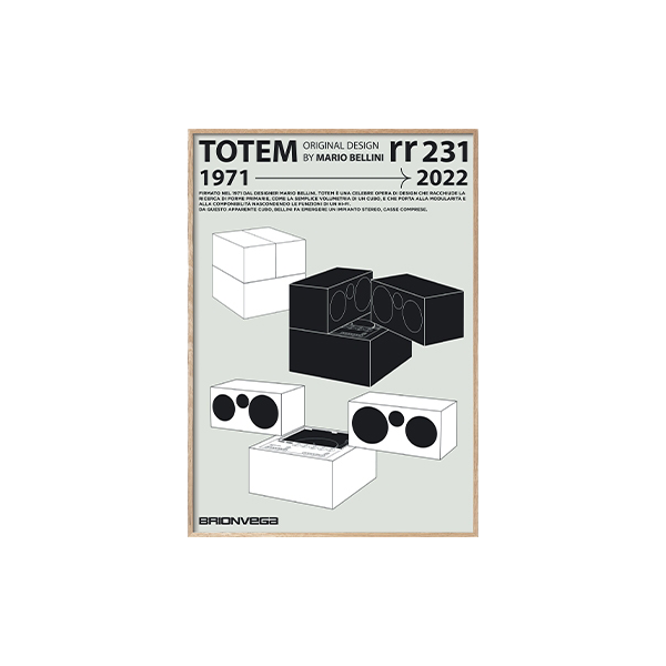 BRIONVEGA Totem RR-231 Poster White A1 - Wood Frame - view 1