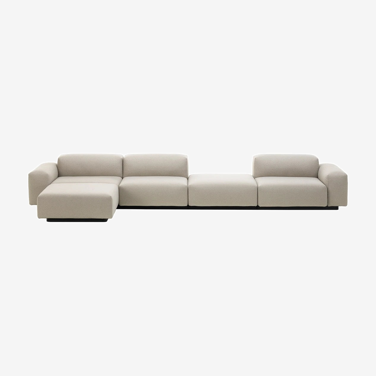 Soft Modular Sofa 4-Seater with Chaise Longue Fabric Laser RE Warm Grey-Cream