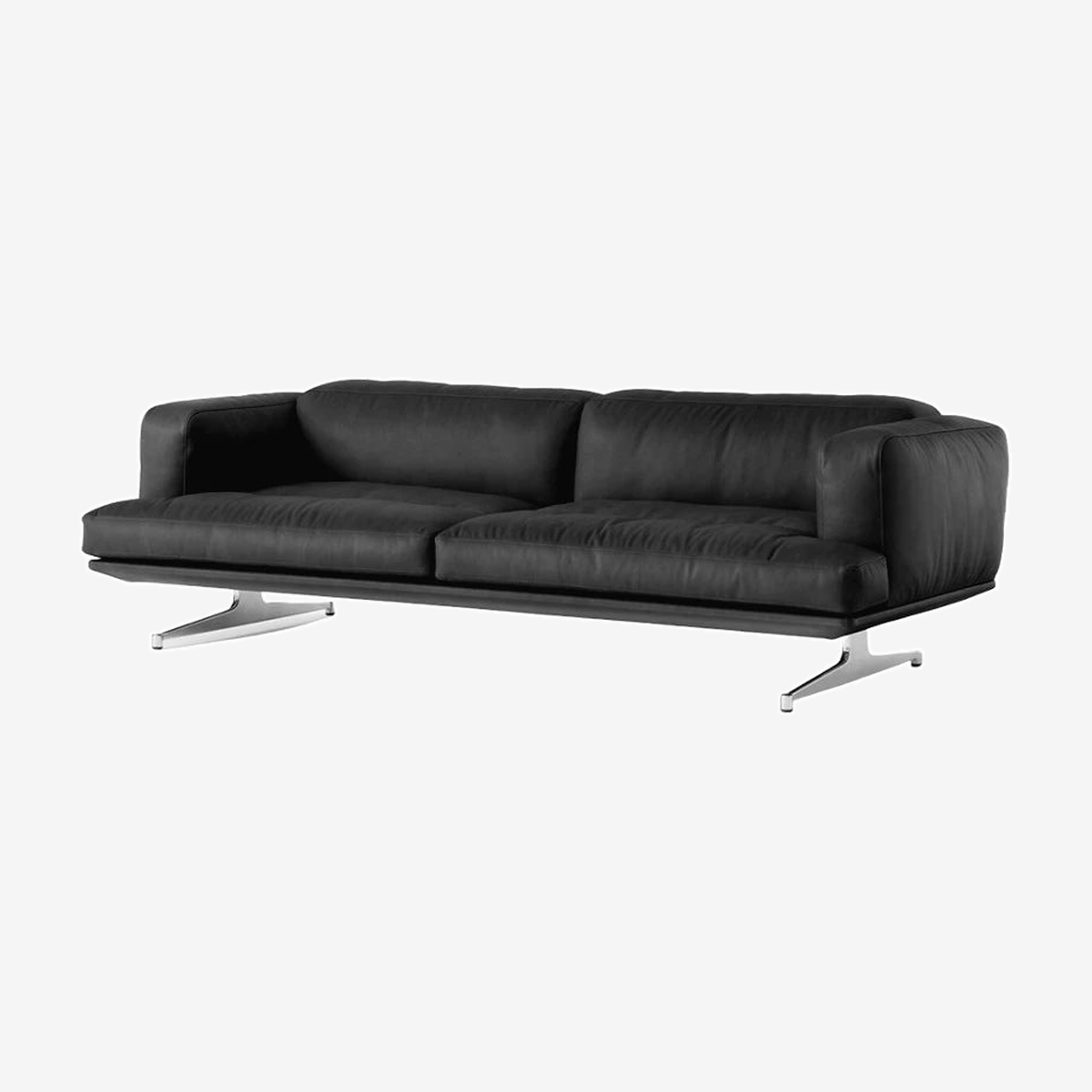 Inland Sofa 3seater AV23 Chrome/Noble Black Leather