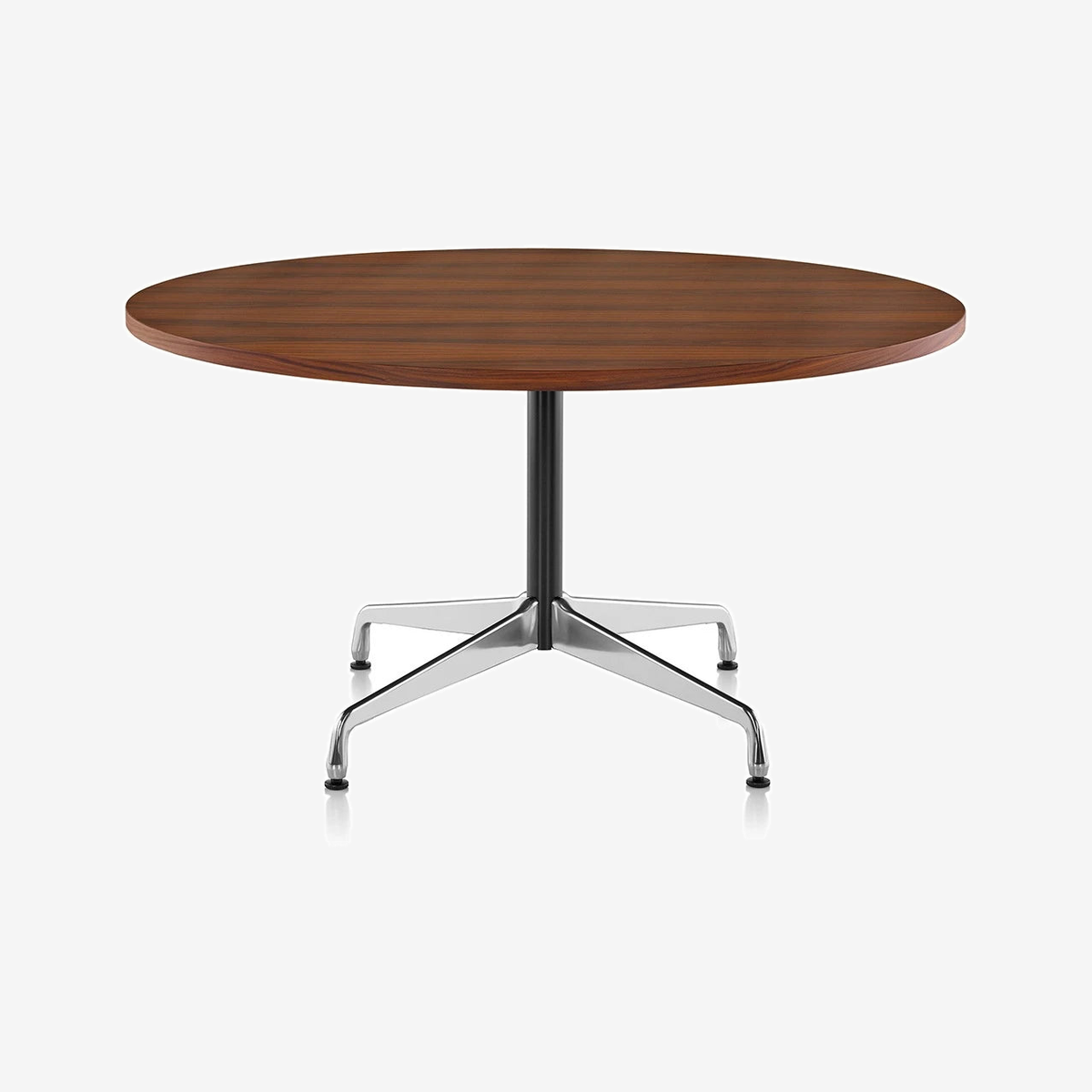 Eames Conference Table Round Dark Brown Walnut-Black-Aluminum Segmented Base 2 Sizes