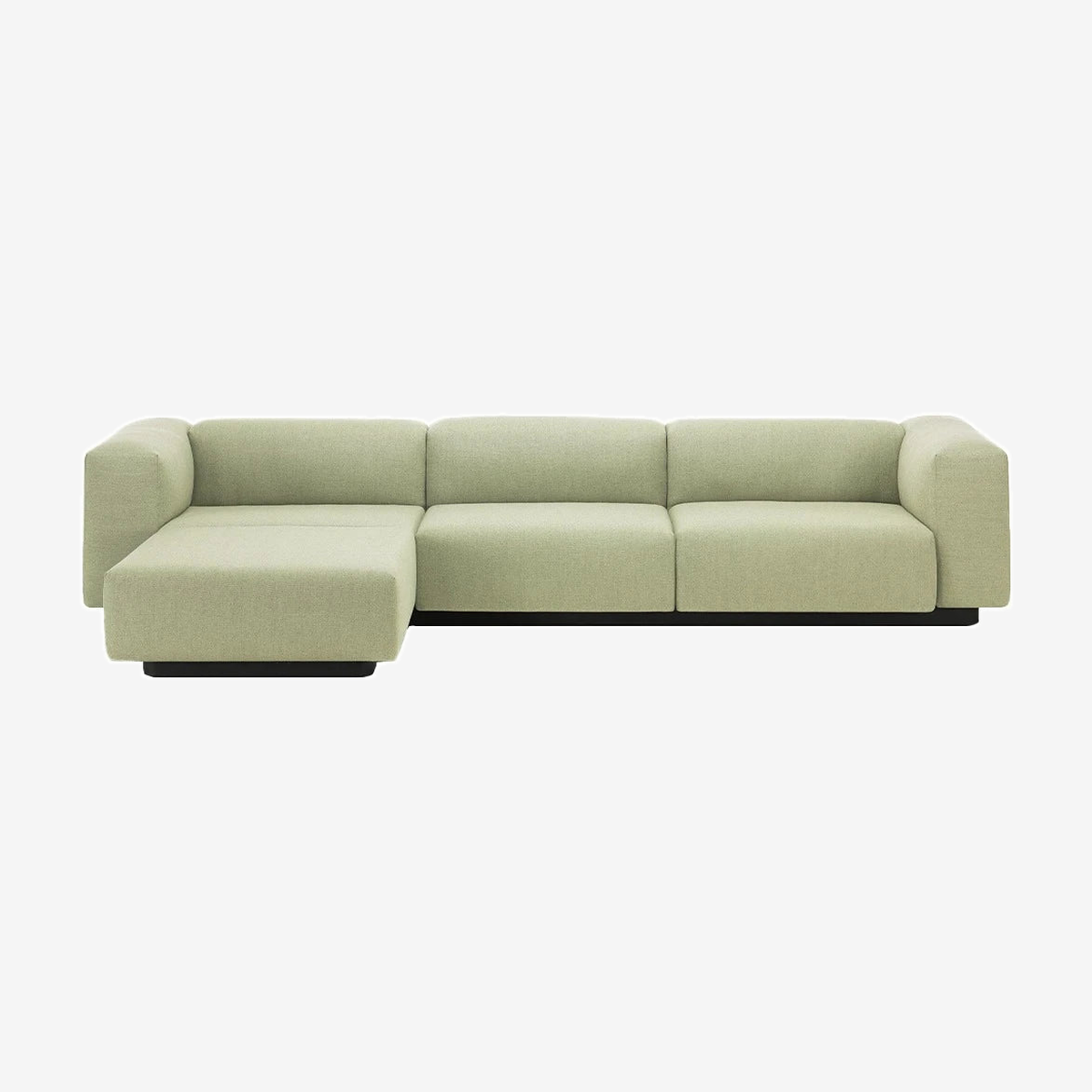 soft modular sofa 3-seater with Chaise Longue fabric dumet pale blue-chartreuse
