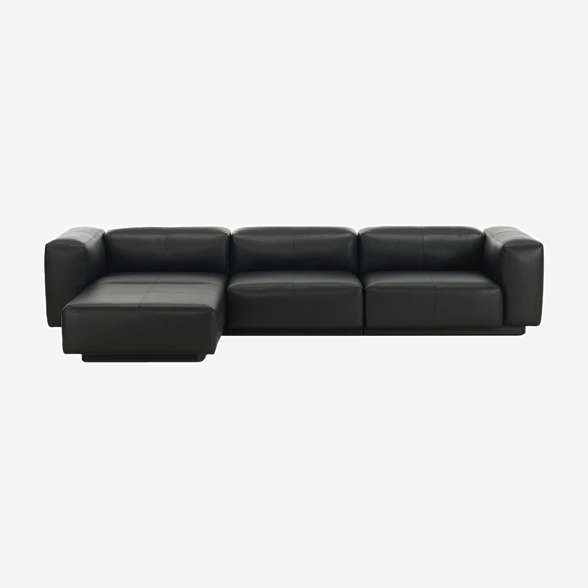 soft modular sofa 3-seater with Chaise Longue leather20 nero