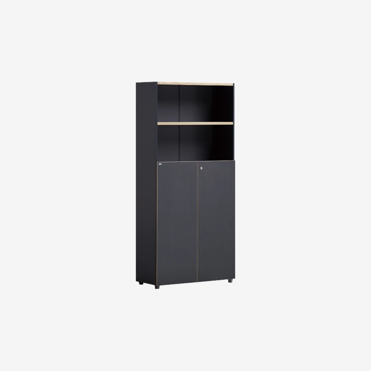 W800 5-Tier Deep Wooden Bookcase with Lower Locking Doors