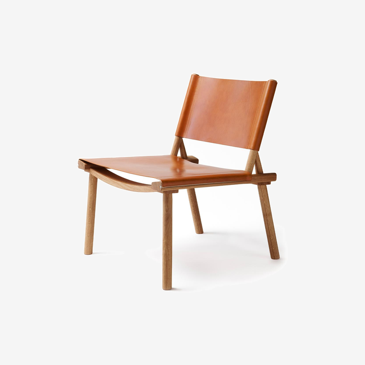 december Lounge chair oak and cognac leather