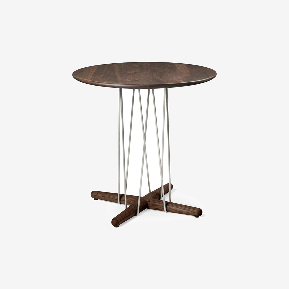 E021 Embrace Lounge Table Ø48 walnut-oil Stainless Steel