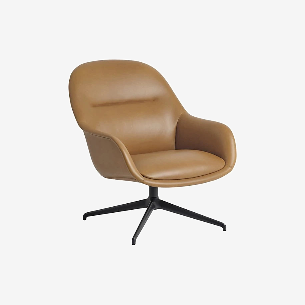 Fiber Lounge Armchair Swivel Black/Refine Leather Cognac