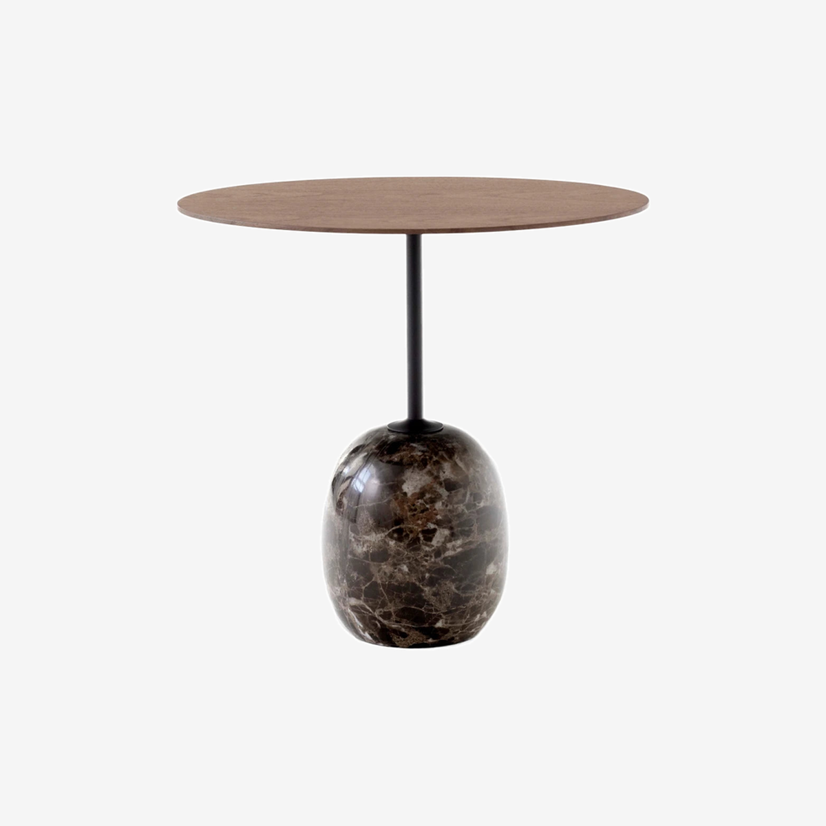LN9 Lato Oval Table Walnut-Emparador Marble