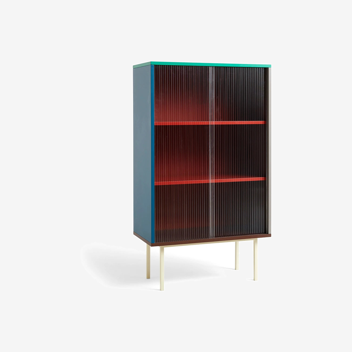 Colour Cabinet-Glass Door Tall Multi