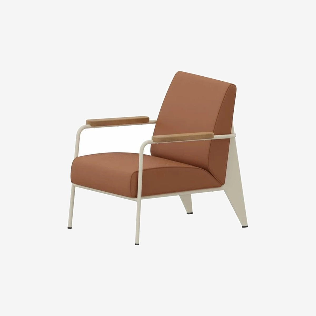 Fauteuil De Salon Leather Premium Cognac Natural Oak Ecru Armchair