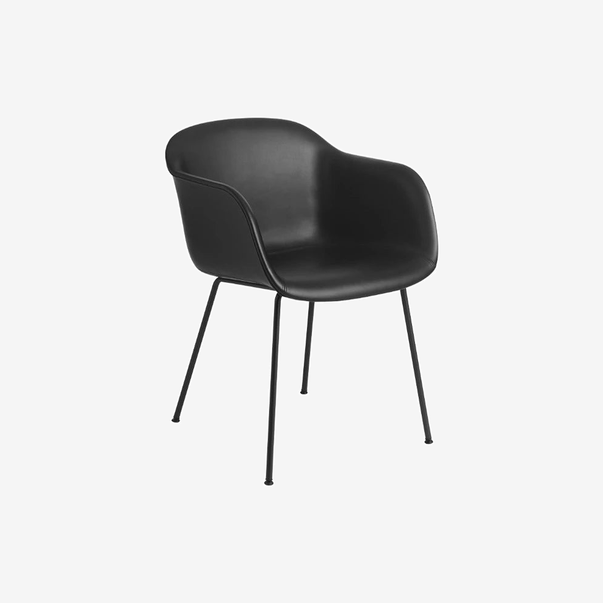 Fiber Armchair Tube Black/Refine Leather Black