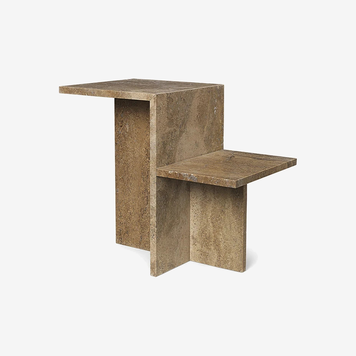 Distinct Side Table Dark Brown Travertine