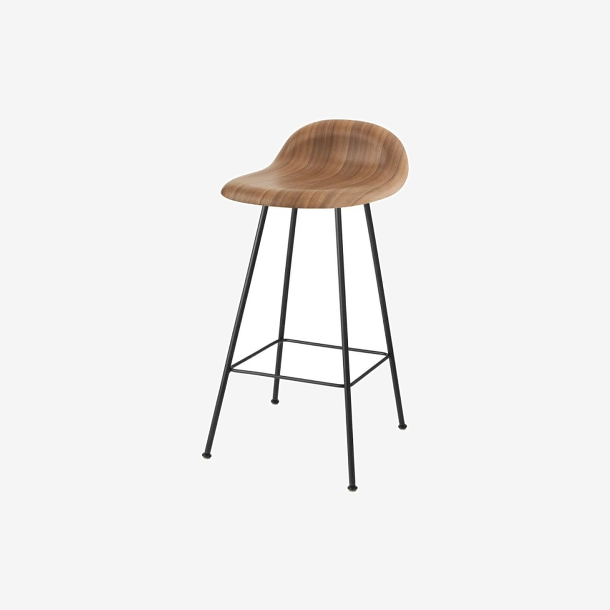 3D Counter Stool - Wood Shell, Center Base