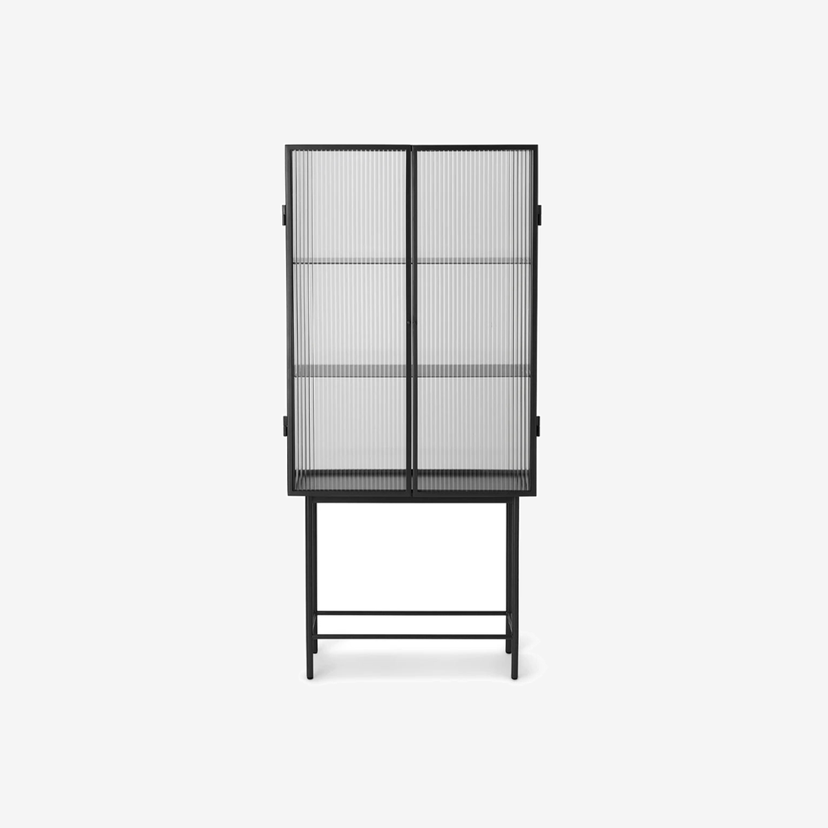 Haze Vitrine Reeded Glass Cabinet Black