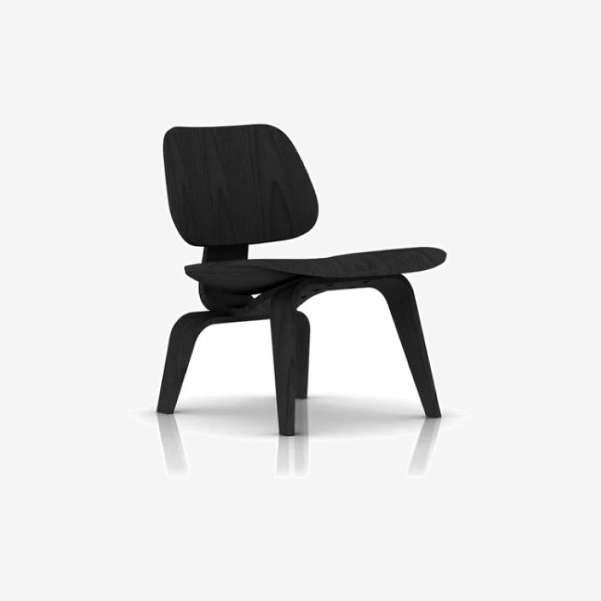Eames Molded Plywood Lounge Chair, Wood Base - Black