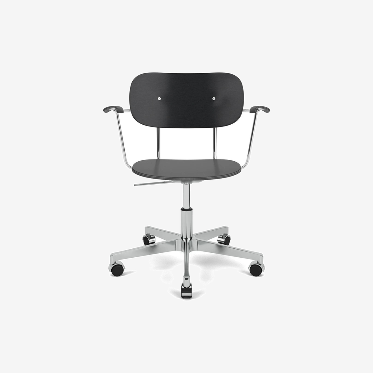 Co Task Chair Veneer W armrests Black Oak - Polished aluminium