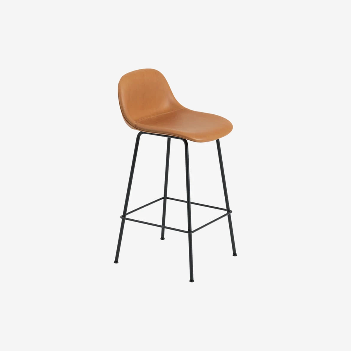Fiber Counter Stool With Backrest Refine Cognac/Black