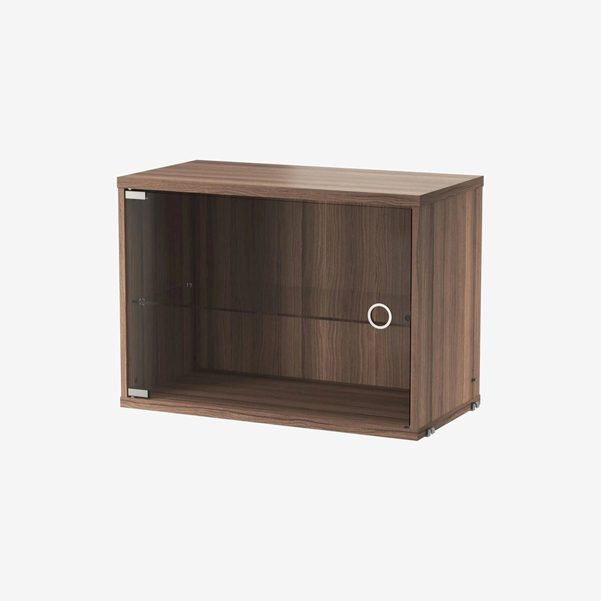 Display cabinet with swing glass door walnut